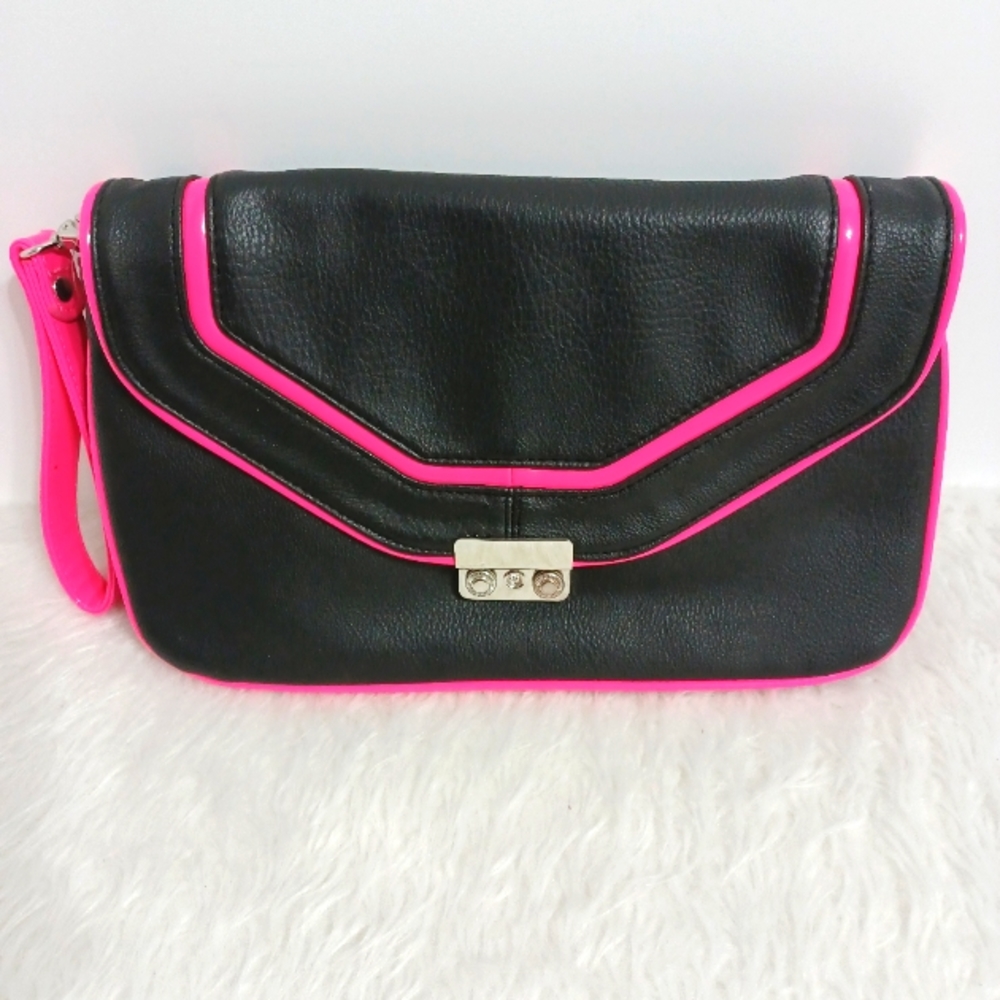 Apt. 9 black and pink clutch